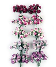 100 PCS Mini Rose Mulberry Paper Flowers 15-18mm Mixed Pink for Scrapbooking