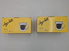 JoyJolt Serene Double Wall Glasses Mugs Set of 4 Coffee  Cups 7.5 fl oz