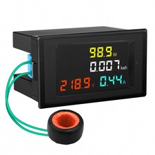AC Power Meter, AC 80-300V 100A Voltage Current Color LCD Display Panel, Digi...