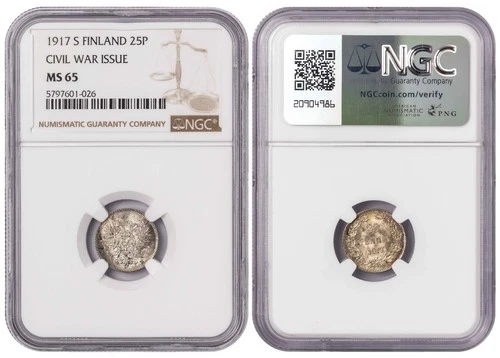 i-650688 Finland Russian Duchy 25 Pennia 1917 S. NGC MS 65