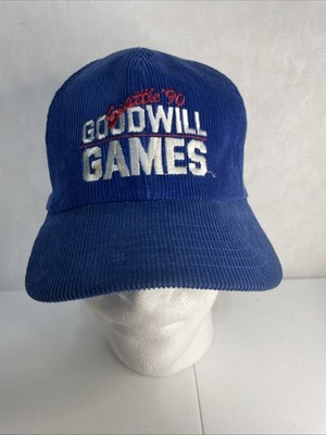 Vintage GOODWILL GAMES Cap Blue Corduroy SEATTLE 1990 Snapback *See Description