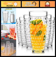 Set of 6 Clear Plastic Highball Tumblers - 19oz Reusable, Shatter-Proof, Dishwas