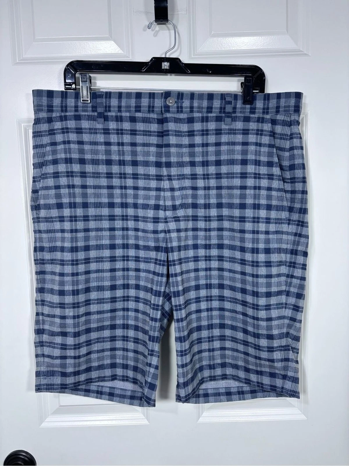 FootJoy Plaid Flat Front Golf Shorts Men’s 36 Gray Blue