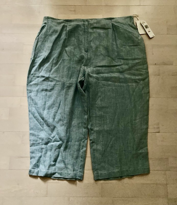 Jones New York Collection Woman Plus Size Linen Blue Pants 20W NWT