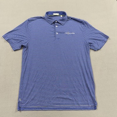 The Players Polo Shirt Mens Large Blue Stripe Golf Tasc Performance stretch