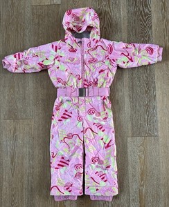 Spyder Girls Skiing Snowsuit With Harness In Pink Size 4 EUC