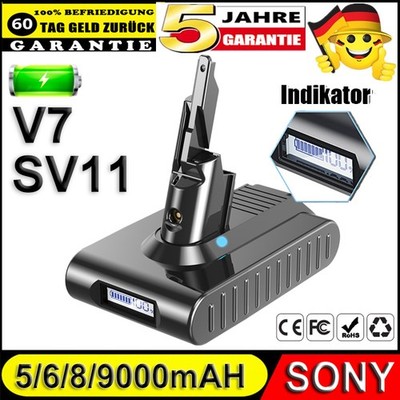 9.0Ah Akku Für Dyson V7 Ersatzakku SV11 Animal Absolute Staubsauger LED-Anzeige