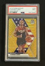 Panini 2019-20 Mosaic Stephen Curry USA Basketball #260 Gold Wave PSA 9