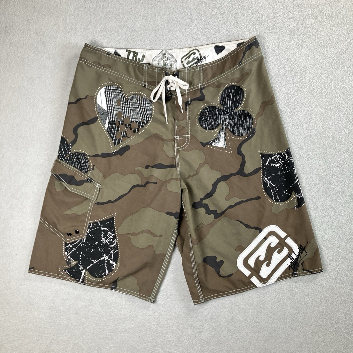 Taj Burrow Royal Flush Y2K Billabong Boardshorts Camo Cards Size