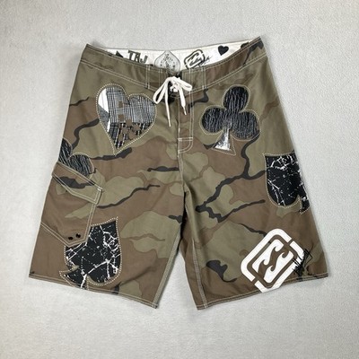 Taj Burrow Royal Flush Y2K Billabong Boardshorts Camo Cards Size