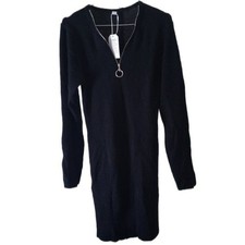 New Made with Love Women's Black Ribbed Sweater with 1/4 Zip Neckline