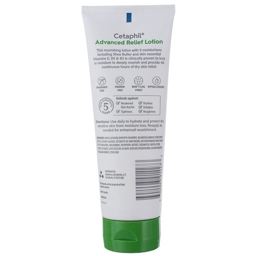 Cetaphil Advanced Relief Lotion, Dry, Sensitive Skin, Fragrance Free, 8 oz New - Picture 2 of 2