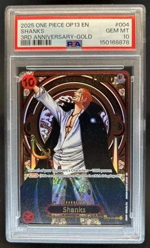 2025 One Piece 3rd Anniversary Shanks Gold #OP09-004 PSA 10 GEM MINT