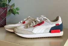 Puma Future Rider Stream On Athletic Shoes Size 6C White Gray Red 372916-01