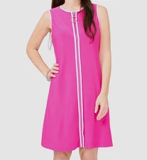 MSK Women's Pink Contrast Trim Sleeveless Dress Petite Size PL