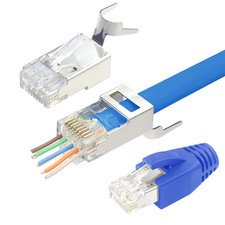 VCELINK 30-Pack CAT7 CAT6A RJ45 Pass through Connector, Shielded RJ45 Connectors