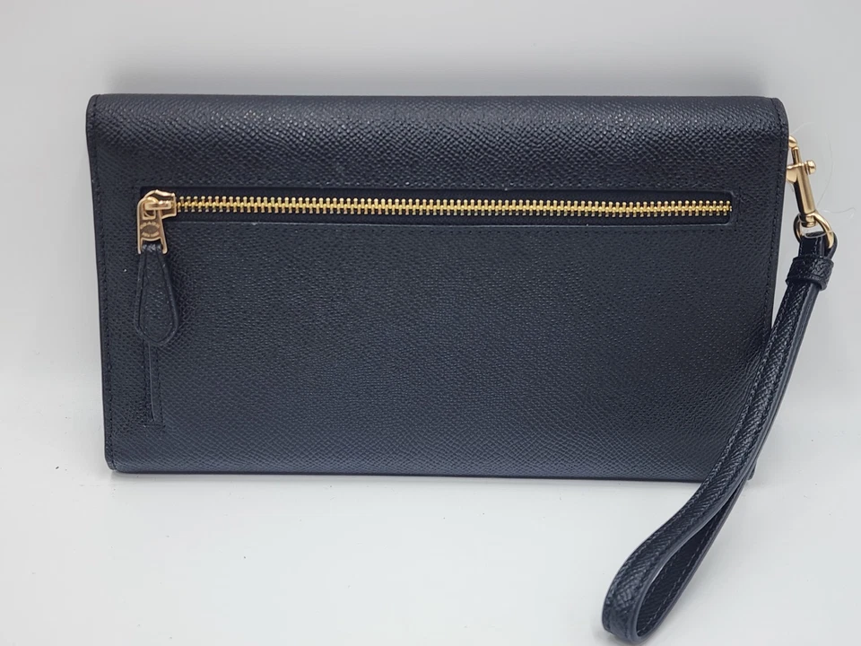 NWT Coach  Travel Envelope Wallet Clutch Crossgrain Leather BLACK  C0707 Large - Image 4 of 4