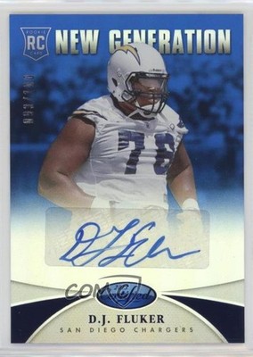 2013 Certified Mirror Blue Signatures 93/100 DJ Fluker #258 Rookie Auto RC 0x1