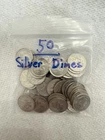 50 Silver Roosevelt Dimes 10c Circulated 90% Silver Fineness Coins (1 Full Roll)