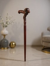 Hand Carved Lion Head Wooden Walking Cane   Luxury Gentleman Walking Stick