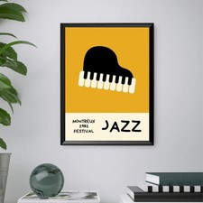 Quadro con Stampa musica "JAZZ" Illustrazione Pianoforte - CORNICE INCLUSA 40x30