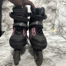 ZPM Sports Inline Rollerblades Youth Sz 4-7 Black/Pink, Excellent Condition