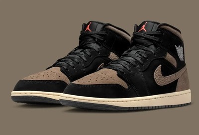 Nike Air Jordan 1 Mid SE Shoes Black Olive Gray Mango IB7110-002 Men's Sizes NEW