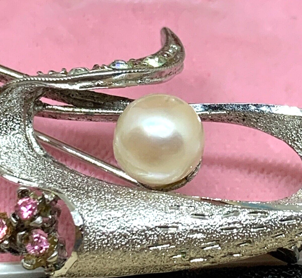 SPILLA MENEGATTI CON PERLA COLTIVATA STRASS ARGENTO 800 SATINATO E LUCIDO 60/ 70 - Immagine 3 di 4