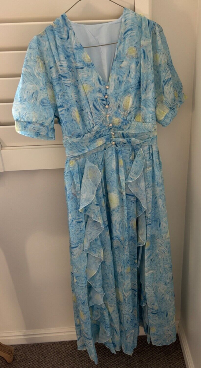 blue van gogh dress Women's Van Gogh Style Sleeveless Dress – chicific main image 0
