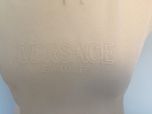 Vintage Designer Versace Sleeveless Mesh KNIT Vest Top Hooded, Draw String - Picture 2 of 9