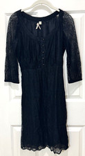Maeve Dress Size 2 Goth Dark Sheath Lace Midi Little Black Side Zip Costume