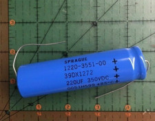 220uF 350v Sprague Electrolytic Axial Capacitor 39DX227F350JT4 AMP TUBE Tested 