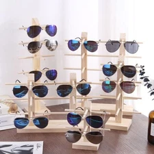 Multi-Layers Wood Sunglass Display Rack Eyeglasses Show Stand Jewelry Holder.
