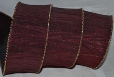 Wired Ribbon Christmas Color-Change Burgundy-Black Crinkle 2.5" Holiday Gift Bow