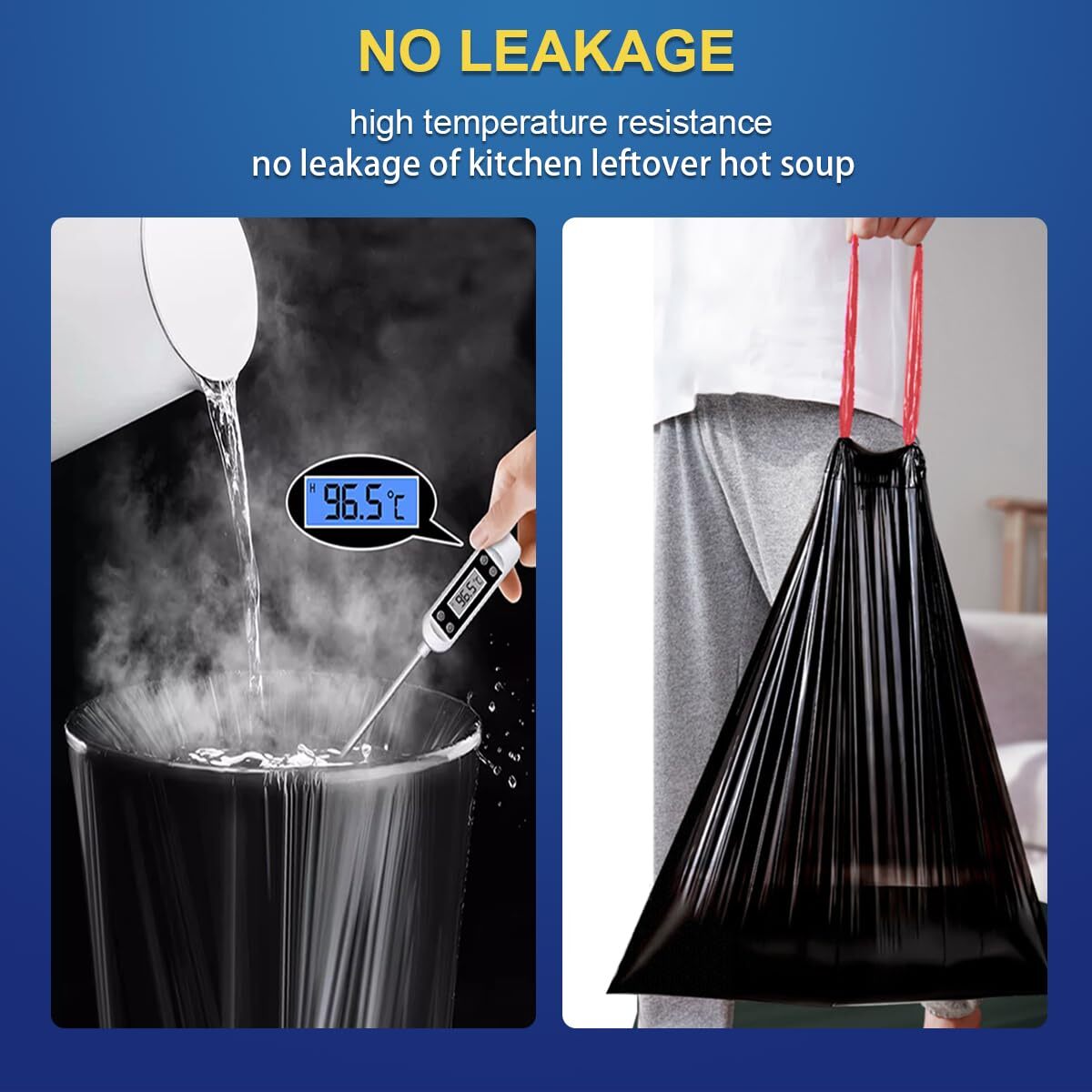 Small Black Bin Liners 5L Bin Bags Pedal Waste Bags w/ Tie Handle 40