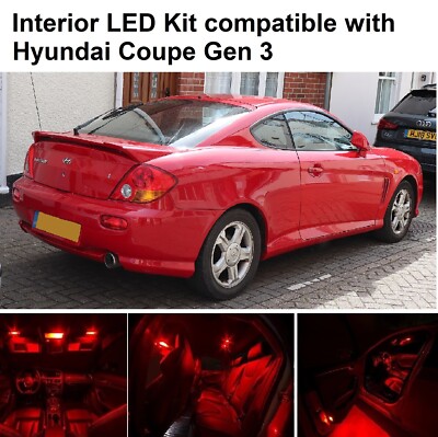 for HYUNDAI COUPE PREMIUM RED INTERIOR LED LIGHT BULB KIT SET