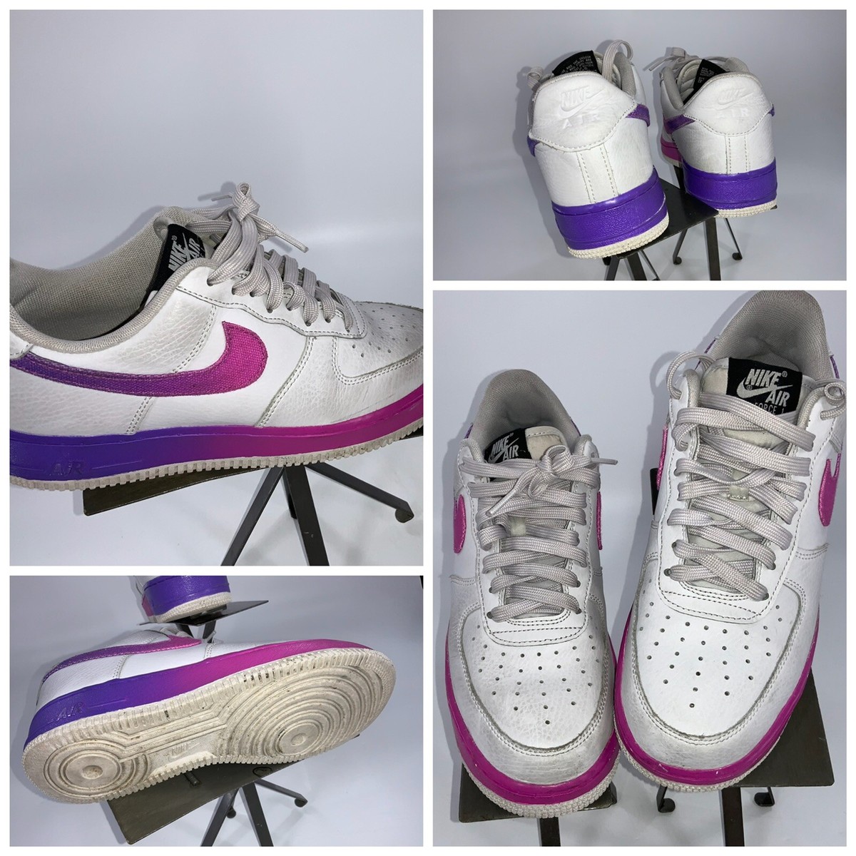 Nike Air Force 1 Low sz 8 Men White Leather Purple Stripe CJ0524
