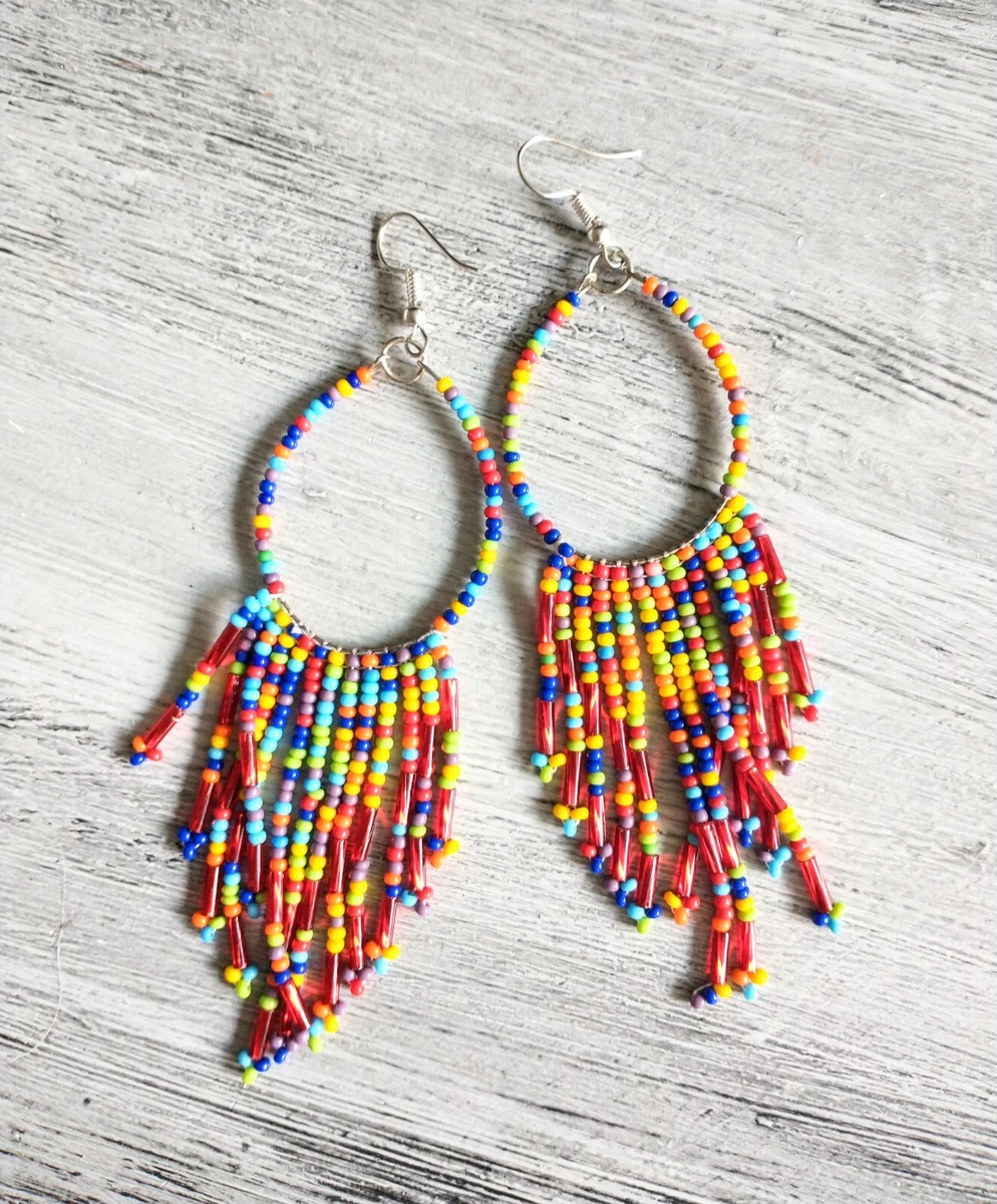 Beaded cheap earrings hoops