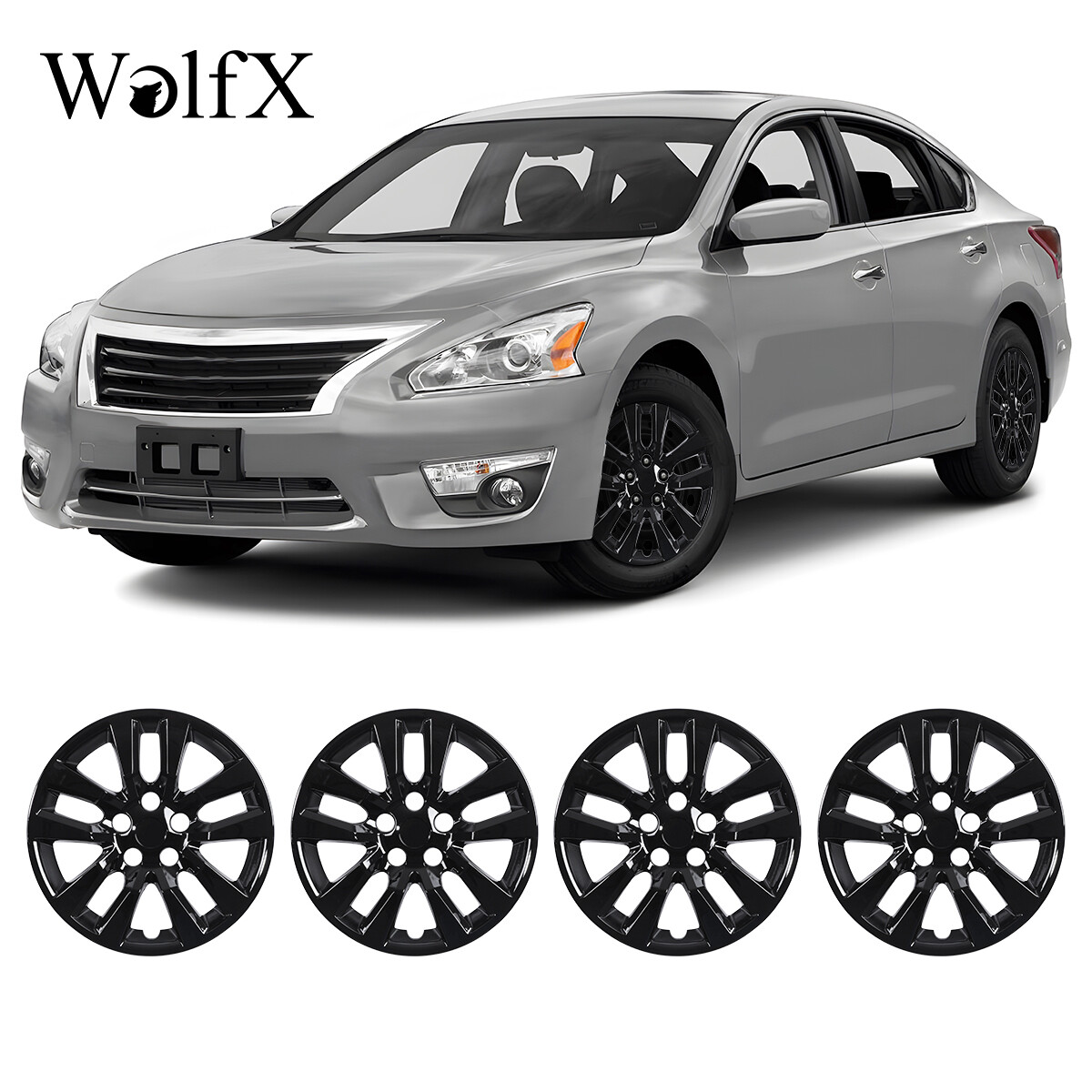 16" Black Lacquer Wheel Cover For 2013-2018 Nissan Altima 4 Pack Hubcaps Snap On