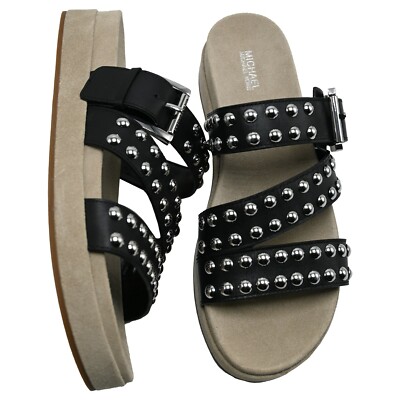 MICHAEL KORS Women's ANSEL Studded Leather Slide Sandal | eBay