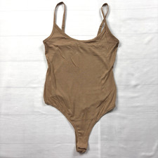 Elodie Nordstrom Bodysuit Women's Sz M Camei Ribbed Tank Straps Stretch Knit