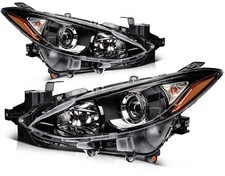For 2014 2015 2016 Mazda 3 Projector Black Halogen Headlights Pair Leftright