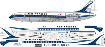 BSmodelle 144001 - 1/144 Sud SE210 Caravelle Air France decal for aircraft model