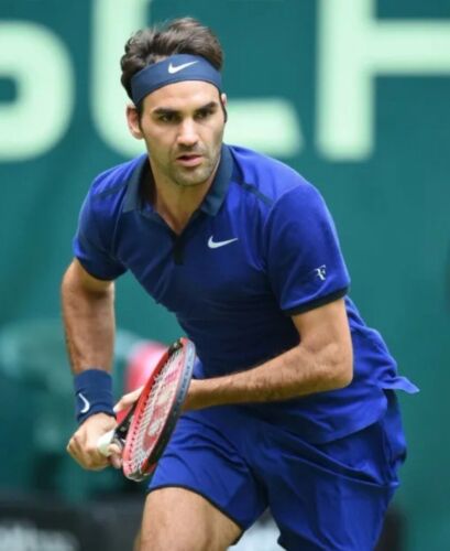 Roger Federer Halle 2016 RF Nike Tennis Polo Shirt Size Large - Afbeelding 1 van 12