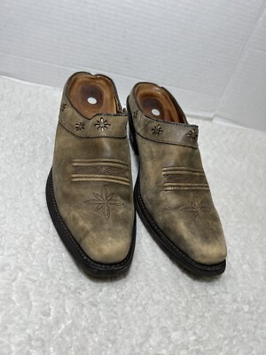 Ariat Desert Star Women s Sz 8.5B Distressed Tan Leather Cowgirl Western Mules