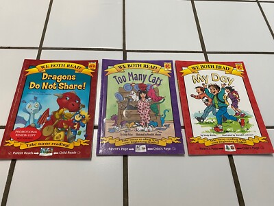 Lot of 3 EUC Level PreK-K WE BOTH READ Paperbacks Too Many Cats My Day Dragons