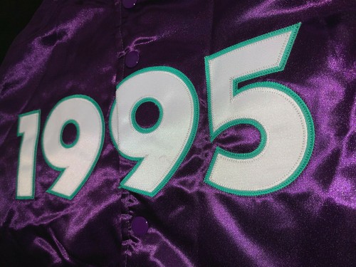 Mitchell Ness Phoenix 1995 All Star Game 🌵 Black Purple Authentic SATIN JACKET - Picture 15 of 24