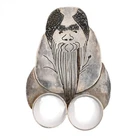 VINTAGE ASIANA CONFUCIUS DOUBLE FINGER STATUS RING STERLING SILVER SIZE ~6.5