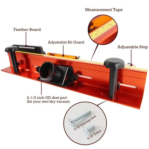 24 Inches Long Router Table Fence System with Feather Board, Bit Guard ...