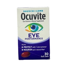 Bausch + Lomb Ocuvite Eye Performance Vitamin & Mineral, 30 Soft Gels- 06/2026